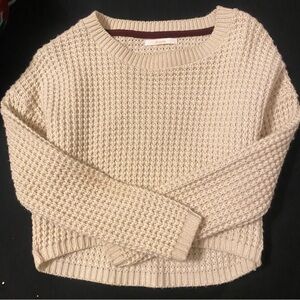 cream cropped knit sweater
